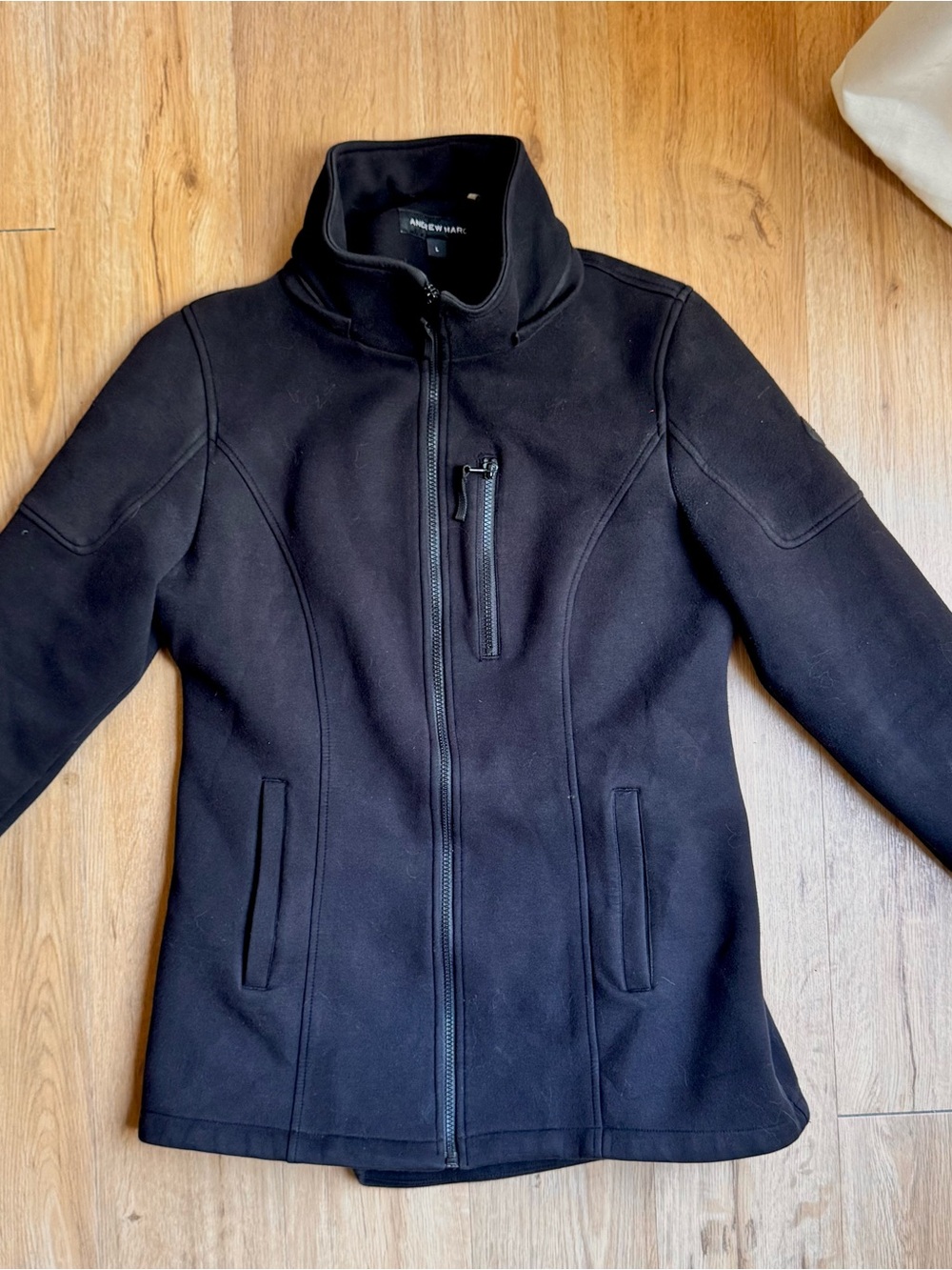 Andrew Marc Women's Black Softshell Zip Front Jacket